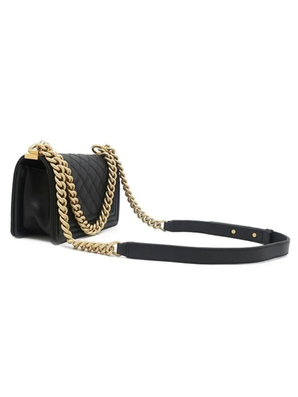 Chanel Shoulder Bag Boy 20 Lambskin Black Matt Togo Chain